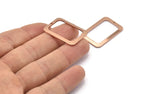 Rose Gold Rectangle Charm, 2 Rose Gold Plated Brass Rectangle Charms With 1 Hole Earrings, Findings (30x21x1mm) D1157 Q0864