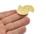 Hammered Half Moon, 2 Hammered Gold Plated Brass Semi Circle Blanks with 2 Holes (30x15x1.2mm) N0340 Q0400
