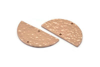 Çekiçle İşlenmiş Yarım Ay, 2 Delikli 2 Çekiçle İşlenmiş Gül Altın Kaplamalı Pirinç Yarım Daire (30x15x1,2 mm) N0340 Q0400
