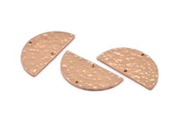 Çekiçle İşlenmiş Yarım Ay, 2 Delikli 2 Çekiçle İşlenmiş Gül Altın Kaplamalı Pirinç Yarım Daire (30x15x1,2 mm) N0340 Q0400