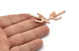 Cactus with Glass Setting, 2 Rose Gold Plated Brass Cactus Charms with 4mm Stone Setting, Jewelry Supplies, Findings (37x18mm) N0228 Q0085