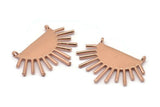Rose Gold Moon and Sun, Rose Gold Plated Brass Crescent Moon, Semi Sun Ethnic Pendant With 2 Loops, Findings, Charms (39x23x1mm) U143 Q0729