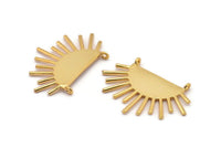 Altın Ay ve Güneş, Altın Kaplama Pirinç Hilal ve Yarı Güneş Etnik Kolye 2 Halka, Bulgular, Tılsımlar (39x23x1mm) U143 Q0729