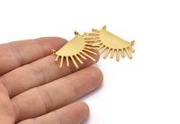 Altın Ay ve Güneş, Altın Kaplama Pirinç Hilal ve Yarı Güneş Etnik Kolye 2 Halka, Bulgular, Tılsımlar (39x23x1mm) U143 Q0729