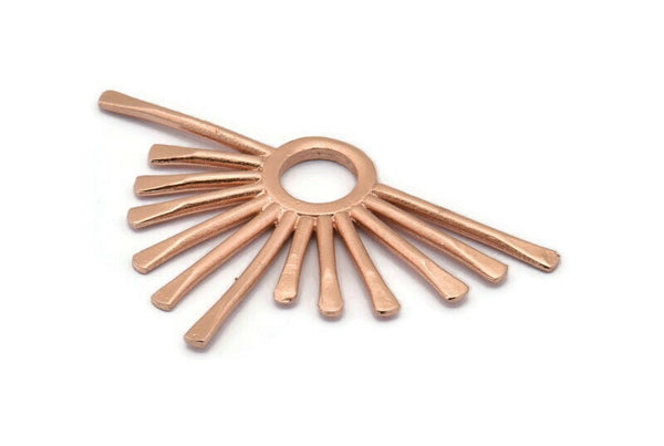 Gül Altın Güneş Kolye, 1 Gül Altın Kaplama Pirinç Çekiçlenmiş Güneş Kolye (51x31x1,8 mm) BS 1940 Q0543
