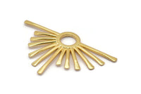 Gold Sun Pendant, 1 Gold Plated Brass Hammered Sunny Pendants (51x31x1.8mm) BS 1940 Q0543