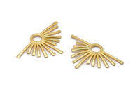 Gold Sun Pendant, 1 Gold Plated Brass Hammered Sunny Pendants (51x31x1.8mm) BS 1940 Q0543