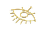 Gold Eye Charm, 2 Gold Plated Brass Eye Charms With 1 Loop, Pendants, Earrings (42x38x1mm) D0649 Q0822