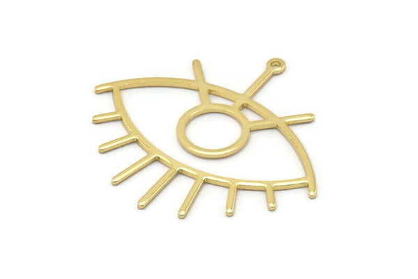 Gold Eye Charm, 2 Gold Plated Brass Eye Charms With 1 Loop, Pendants, Earrings (42x38x1mm) D0649 Q0822
