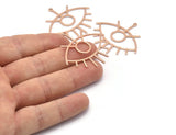 Rose Gold Eye Charm, 2 Rose Gold Plated Brass Eye Charms With 1 Loop, Pendants, Earrings (42x38x1mm) D0649 Q0822