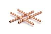 Copper Tube Beads - 12 Raw Copper Tubes (4x60mm) D0476