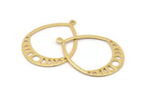 Gold Drop Earring, 2  Gold Plated Brass Moon Phases Drop Earrings With 1 Loop, Charms, Pendants, Findings (47x35x1mm) V130