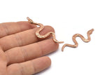 Rose Gold Snake Charm, Rose Gold Plated Brass Snake Pendants With 1 Loop, Charms, Findings (49x17x2.8mm) N1602 H0851