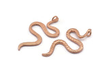 Rose Gold Snake Charm, Rose Gold Plated Brass Snake Pendants With 1 Loop, Findings (53x26x2.3mm) N1574 Q1086