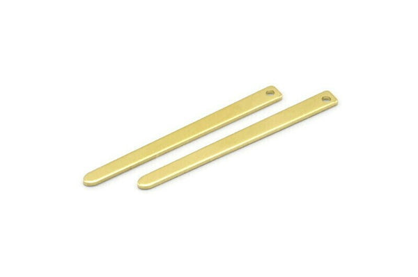 Brass Necklace Bar, 24 Raw Brass Rectangle Charms With 1 Hole, Pendants, Findings (35x3x0.80mm) M02376