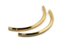 Gold Tube, 1 Gold Plated Brass Square Oval Tubes (95x5x5mm) Sq20 BRC275 Q0197