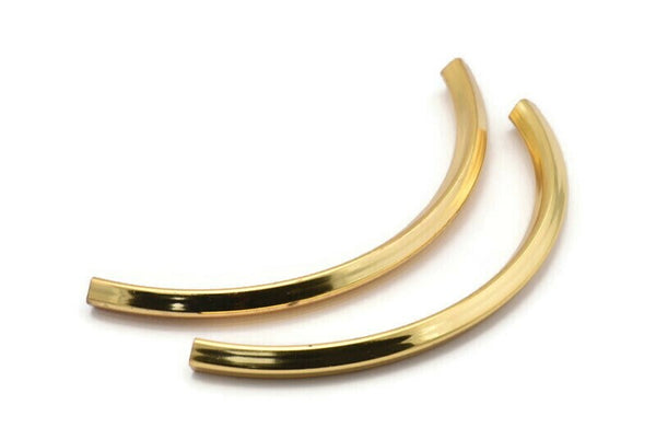 Gold Tube, 1 Gold Plated Brass Square Oval Tubes (95x5x5mm) Sq20 BRC275 Q0197