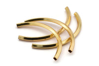 Gold Tube, 1 Gold Plated Brass Square Oval Tubes (95x5x5mm) Sq20 BRC275 Q0197