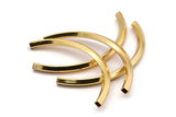 Gold Tube, 1 Gold Plated Brass Square Oval Tubes (95x5x5mm) Sq20 BRC275 Q0197