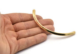 Gold Tube, 1 Gold Plated Brass Square Oval Tubes (95x5x5mm) Sq20 BRC275 Q0197