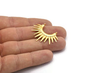 Gold Sunny Pendant, 1 Gold Plated Brass Sunny Ethnic Pendant With 2 Loops, Findings, Charms (26.5x35.5x2.5mm) BS 2055 Q0455