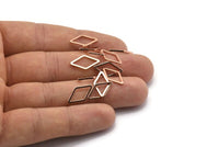 Gül Altın Pırlanta Yüzük, 50 Gül Altın Kaplama Pirinç Açık Pırlanta Yüzük Tılsımı (10x16x1mm) D0058 Q0613