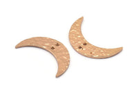 Hammered Moon Crescent Charm, 2 Rose Gold Plated Brass Hammered Moons with 2 Holes  (30x8x1.2mm) N0387 Q0066