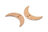 Hammered Moon Crescent Charm, 2 Rose Gold Plated Brass Hammered Moons with 2 Holes  (30x8x1.2mm) N0387 Q0066