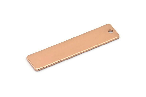 Rectangle Necklace Bar, 6 Rose Gold Plated Stamping Pendant With 1 Hole, Blanks (35x8x0.80mm) A0814 Q0350