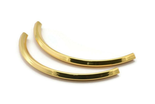 Square Curved Tubes - 2 Gold Plated Brass Square Curved Tubes (95x5x5mm) Sq20 BRC274