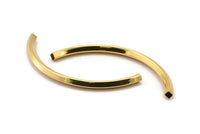 Square Curved Tubes - 2 Gold Plated Brass Square Curved Tubes (95x5x5mm) Sq20 BRC274