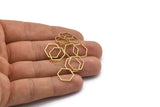 Brass Hexagon Charm, 50 Raw Brass Hexagon Ring Charms (12x0.6x0.8mm) BS 1842
