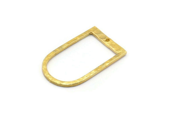 D Shape Rings, 6 Raw Brass Hammered D Shape Connectors With 1 Hole, Rings  (29x17x1.3mm) BS 1875
