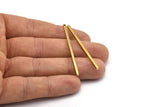 Tiny Necklace Bar, 24 Raw Brass Bar Connectors, Necklace, Earring, Bracelet Findings With 1 Hole (2x50mm) BS 1754