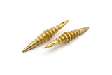Brass Spike Pendant, 2 Raw Brass Spike Tribal Pendants With 2 Holes (48x8mm) BS 1870