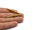 Brass Spike Pendant, 2 Raw Brass Spike Tribal Pendants With 2 Holes (48x8mm) BS 1870