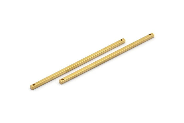 Tiny Necklace Bar, 12 Raw Brass Bar Connectors, Necklace, Earring, Bracelet Findings With 2 Holes (2x60mm) BS 1750