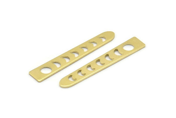 Brass Moon Blank, 24 Raw Brass Moon Phases Stamping Blanks (35x6x5x0.80mm) M02341