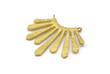 Brass Sun Pendant, 2 Raw Brass Textured Sunny Pendants With 2 Loops (37x33.5x2mm) BS 1991