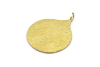 Brass Circle Pendant, 2 Raw Brass Hammered Circle Pendant With 1 Loop, Findings (38.5x30x1mm) BS 1963