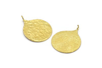 Brass Circle Pendant, 2 Raw Brass Hammered Circle Pendant With 1 Loop, Findings (38.5x30x1mm) BS 1963