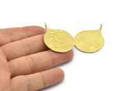 Brass Circle Pendant, 2 Raw Brass Hammered Circle Pendant With 1 Loop, Findings (38.5x30x1mm) BS 1963