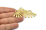 Brass Sun Pendant, 2 Raw Brass Hammered Sunny Pendants With 1 Loop (44x31x2mm) BS 1924