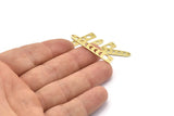 Brass Moon Charm, 24 Textured Raw Brass Moon Phases Charms With 2 Holes (35x6x5x0.80mm) M02348