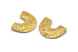 Brass Semi Oval Pendant, 4 Raw Brass Semi Oval Pendants With 2 Loops, Necklace Findings (21x27x0.8mm) BS 2002
