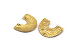 Brass Semi Oval Pendant, 4 Raw Brass Semi Oval Pendants With 2 Loops, Necklace Findings (21x27x0.8mm) BS 2002