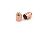 Rose Gold  Barrel End With Loop - 10 Rose Gold Plated Barrel End With Loop (6x10mm) Leather Cord Ends Bs-1647 Q0213