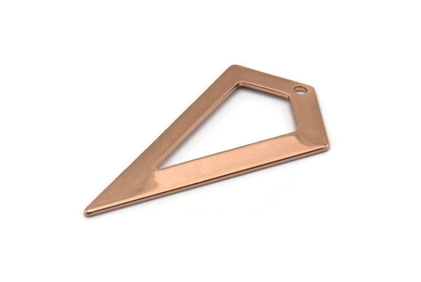 Gül Altın Üçgen Kolye, 1 Delikli 2 Gül Altın Kaplama Pirinç Üçgen Kolye, Tılsımlar, Küpeler (38x20x0,8 mm) U149 Q0470