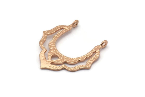 Gül Altın Kolye Bulgusu, 2 Halka, Tılsımlar, Küpeler, Bulgular (29x27x1mm) BS 1982 Q0452 ile 2 Gül Altın Kaplama Pirinç Kolye Bulgusu