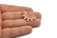 Gül Altın Güneş Kolye, 2 Halkalı 1 Gül Altın Kaplamalı Pirinç Dokulu Güneş Kolye (34,5x24x2,2 mm) E205 Q0527
